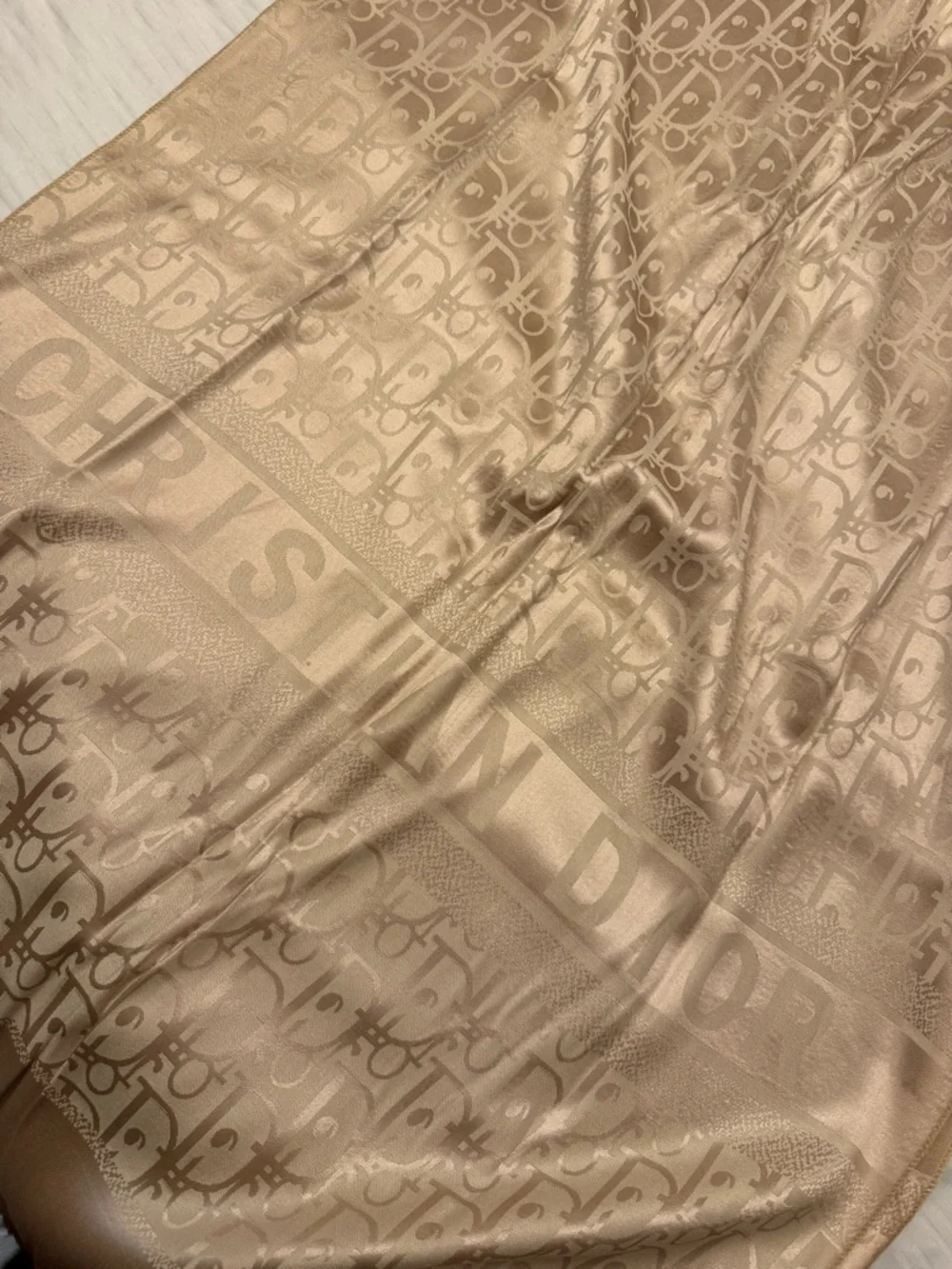 Dior Beige Monogram Silk and cashmere Scarf